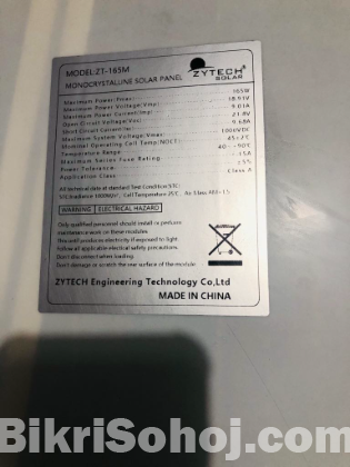 Zytech solar panel 165watt 12 volt